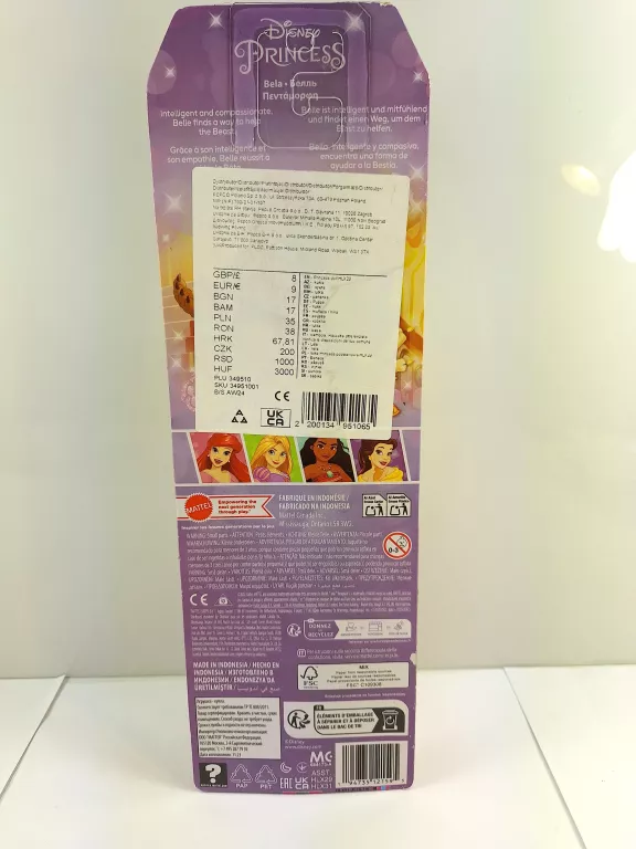 LALKA DISNEY KSIĘŻNICZKI MATTEL DISNEY PRINCESS BELLA 28 CM