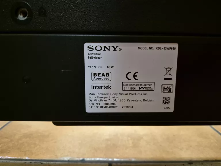 TELEWIZOR SONY BRAVIA 43WF660