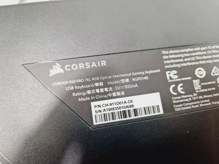 KLAWIATURA CORSAIR K60 PRO TKL | RGB OPTYCZNO-MECHANICZNA | PC MAC XBOX