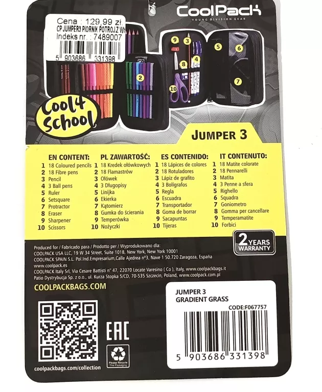 PIÓRNIK TRZYKOMOROWY Z WYPOSAŻENIEM COOLPACK