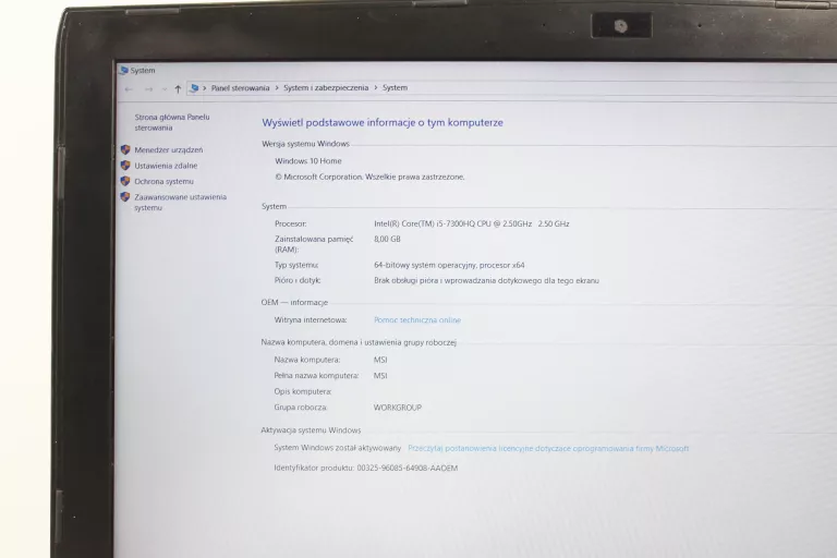 LAPTOP MSI GL62 I5-7300 8GB/128GB+1TB GTX 1050
