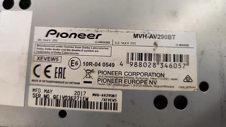 RADIO SAMOCHODOWE PIONEER MVH-AV290BT