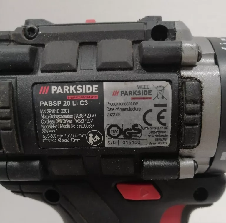 WIERTARKO-WKRĘTARKA PARKSIDE PERFORMANCE PABSP 20-LI C3 20V ZESTAW