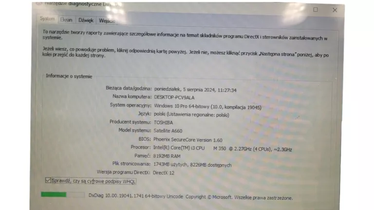 LAPTOP TOSHIBA SATELLITE A660 ICORE 3  8/512GB SSD