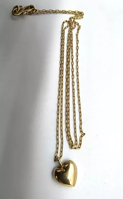 PIĘKNY ZŁOTY ŁAŃCUSZEK + ZAWIESZKA SERCE 750/5,68G