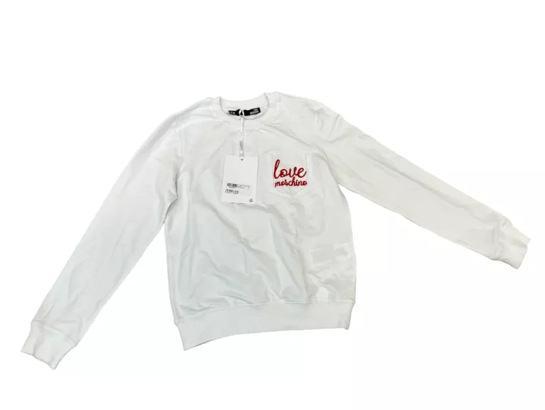 BIAŁA BLUZA LOVE MOSCHINO Z NAPISEM / ROZMIAR 34 / POWYSTAWOWA
