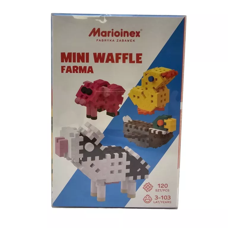 MARIOINEX KLOCKI MINI WAFLE FARMA 120 SZT. NIEBIESKIE