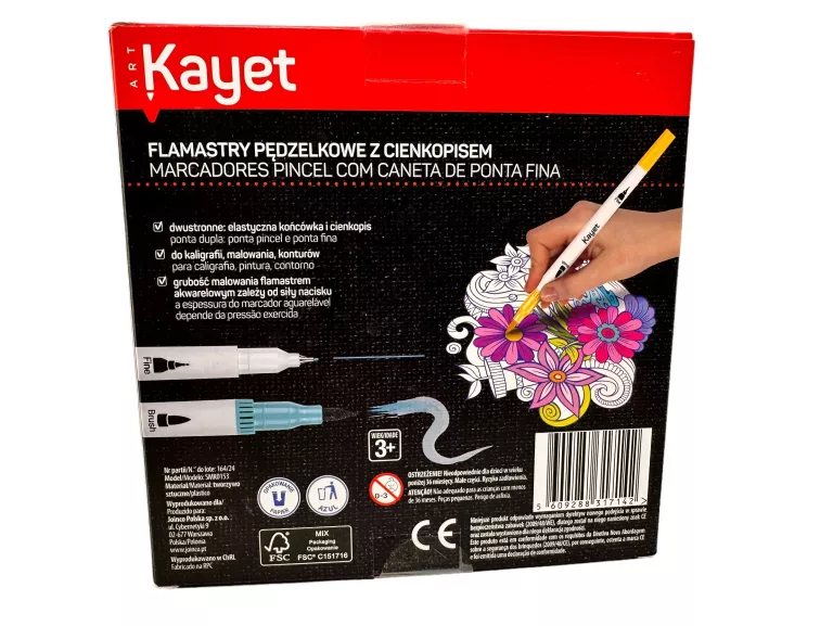 KAYET FLAMASTRY PĘDZELKOWE C CIENKOPISEM 30SZT