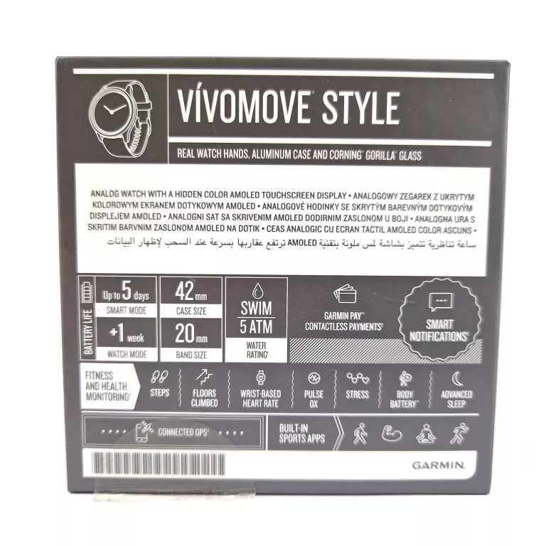 GARMIN VIVOMOVE STYLE + PUDEŁKO SUPER STAN!