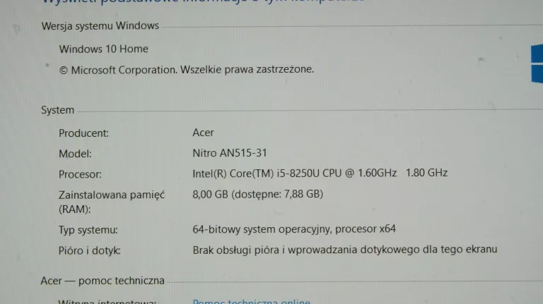 ACER NITRO 5 I5-8250U/8GB/1TB/GEFORCE MX150/WIN10