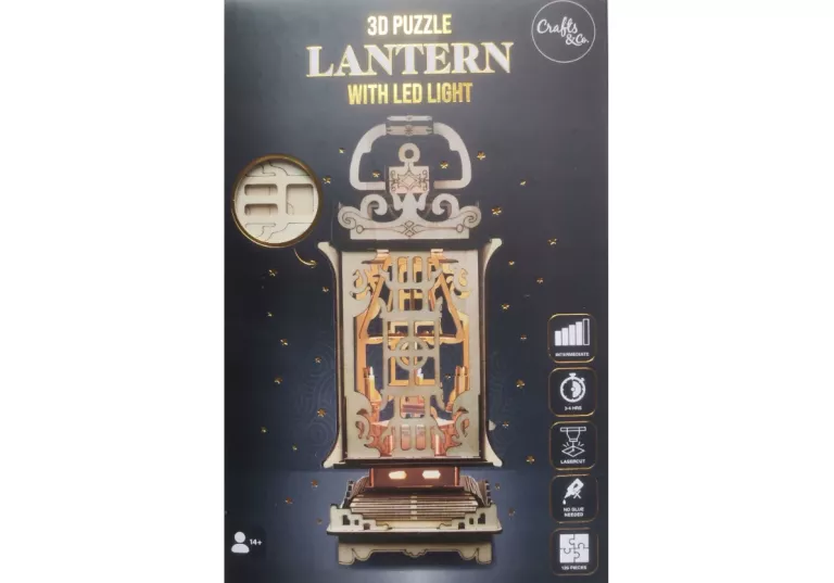 PUZZLE 3D DREWNIANE DIY 126 EL. ZRÓB TO SAM OŚWIETLENIE LED LATARENKA