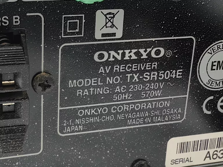 AMPLITUNER ONKYO TX-SR504E 5.1 SREBRNY
