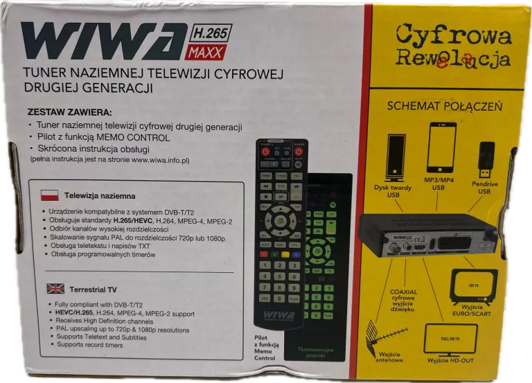 TUNER DEKODER TELEWIZJI WIWA DVBT2 HEVC H.265 MAXX