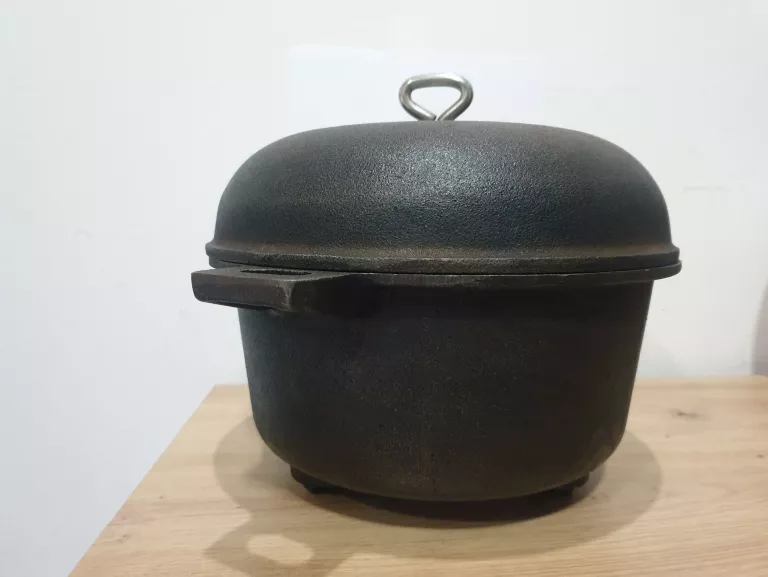 KOCIOŁEK ŻELIWNY Z POKRYWĄ NÓŻKI | OGNISKO | PIECZONKI | PRAŻONE| 3L