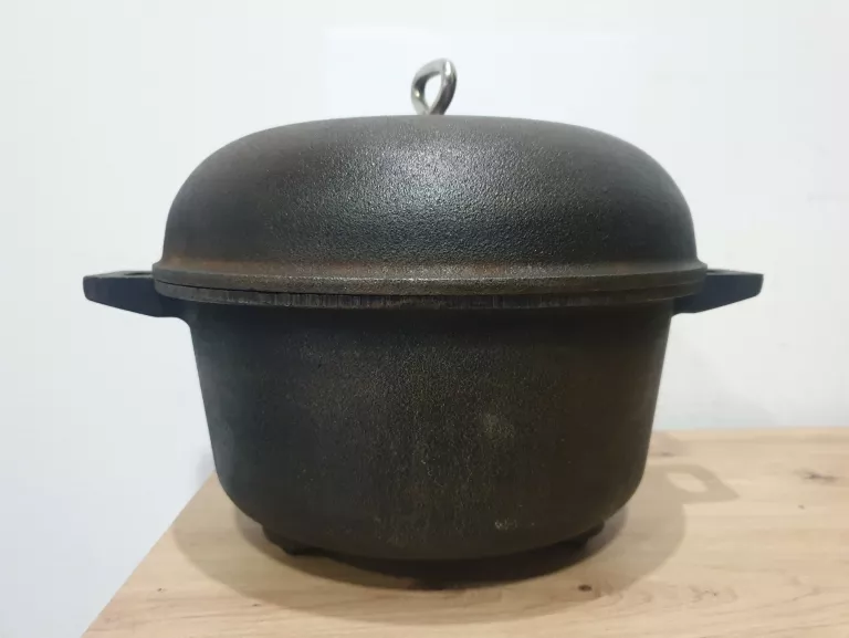 KOCIOŁEK ŻELIWNY Z POKRYWĄ NÓŻKI | OGNISKO | PIECZONKI | PRAŻONE| 3L