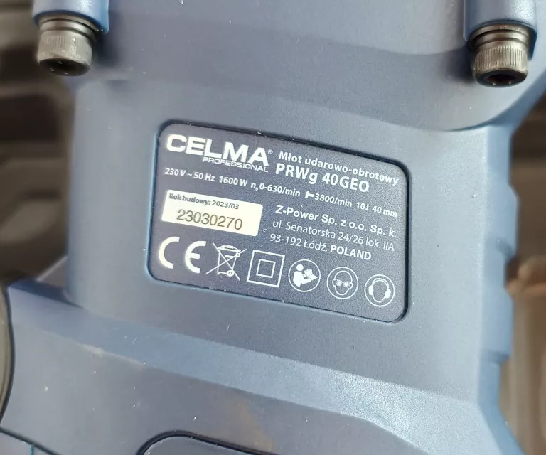 MŁOT UDAROWY CELMA PRWG 40GEO 1600W 10J JAK NOWY KOMPLET
