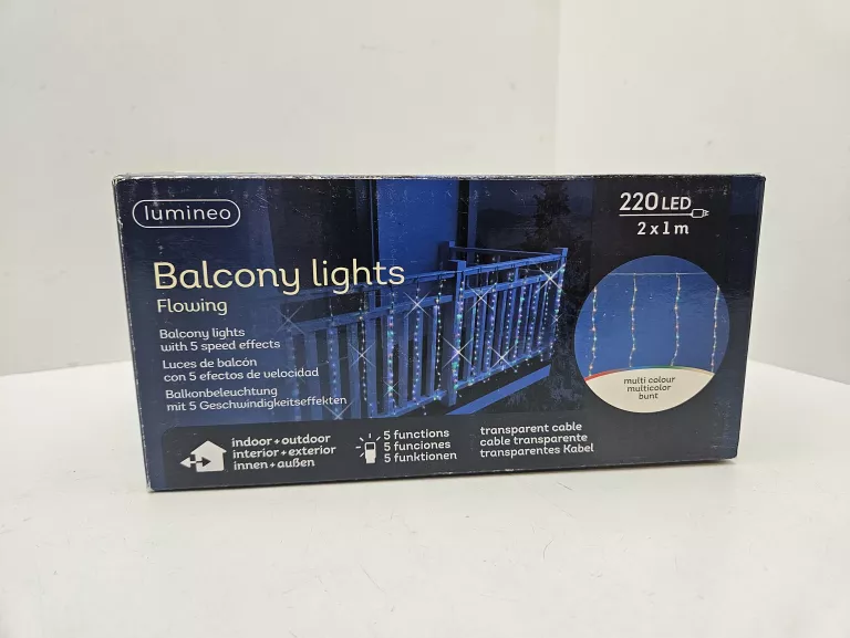 KURTYNA ŚWIETLNA 220L LAMPKI ŚWIĘTA MULTIKOLOR 2X1 LUMINEO