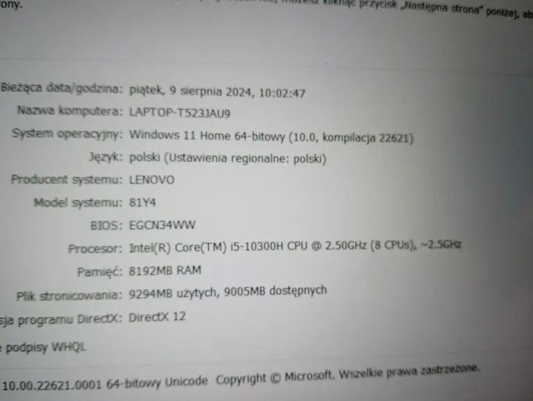 LAPTOP LENOVO IDEAPAD GAMIN 3 15IMH05 8GB/512GB/COREI5