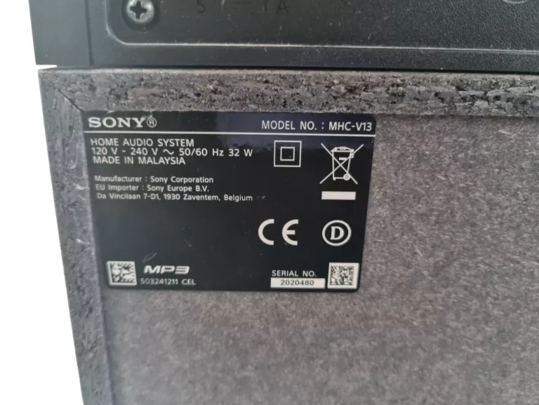 GŁOŚNIK PRZENOŚNY SONY MHC-V13 150W FM + PILOT