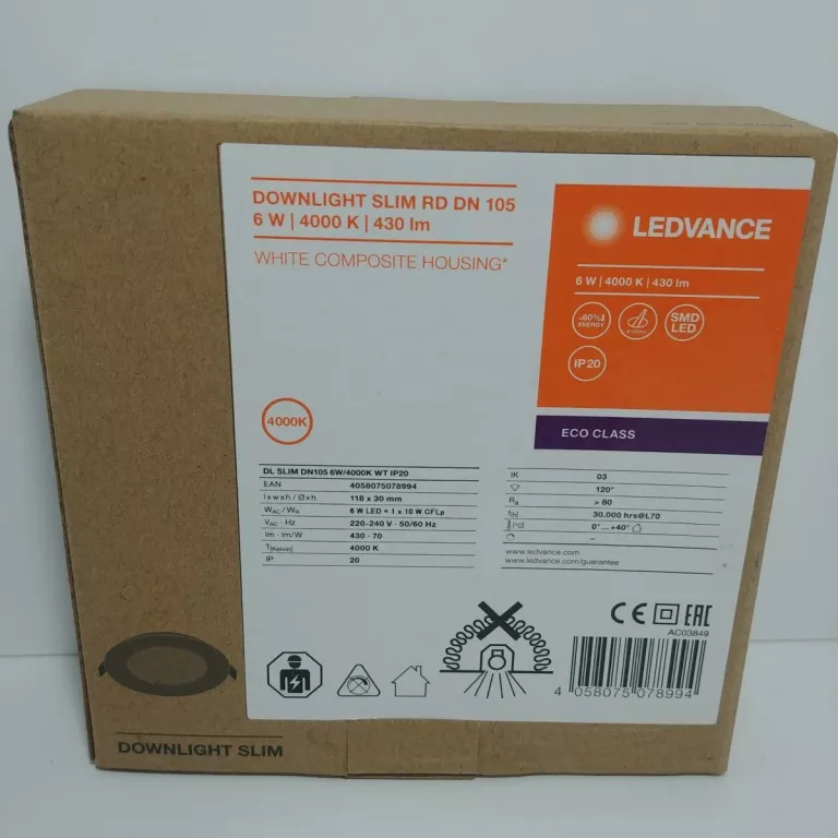 PANEL LED PODTYNKOWY 6W 4000K SLIM LEDVANCE DN105