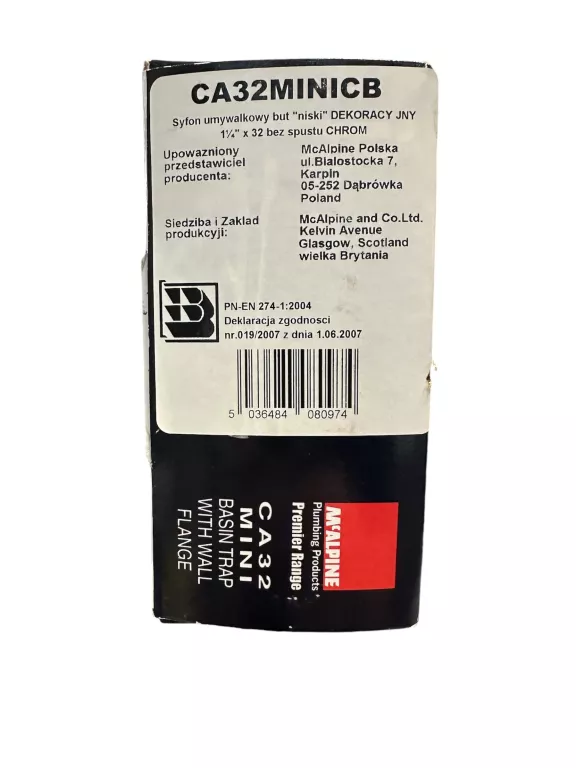 MCALPINE SYFON UMYWALKOWY BUTELKOWY 1-1/4”X3,2 CM CHROM CA32MINI-CB