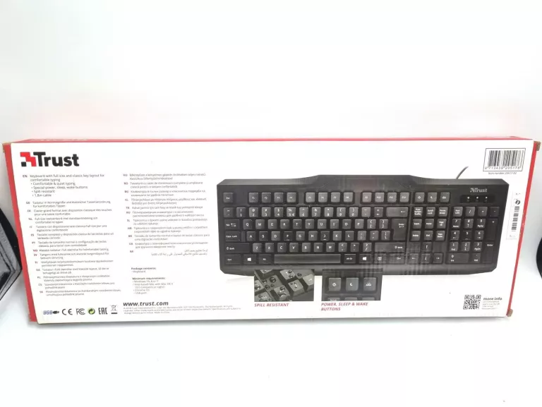 KLAWIATURA PRZEWODOWA TRUST SPILL RESISTANT KEYBOARD CLASSICLINE KPL