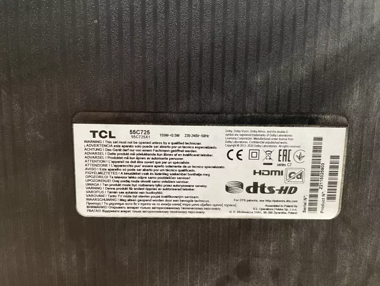 TELEWIZOR TCL 55C725 + PILOT