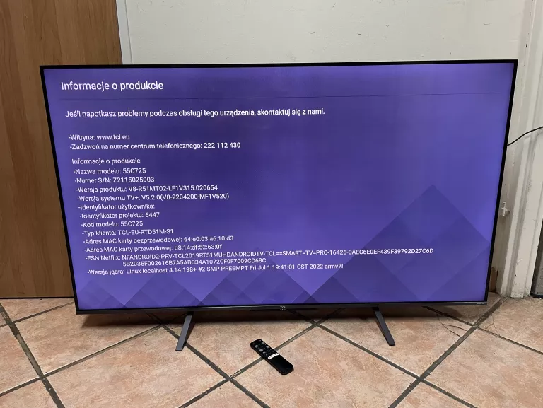 TELEWIZOR TCL 55C725 + PILOT
