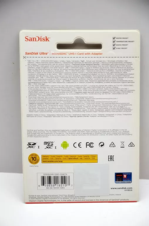 KARTA PAMIĘCI SANDISK ULTRA MICROSDXC 128 GB CLASS 10 UHS-I 100 MB/S