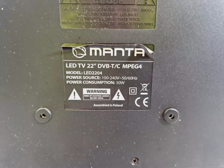 TELEWIZOR MANTA 22" MANTA LED TV LED2204 | BEZ PILOTA