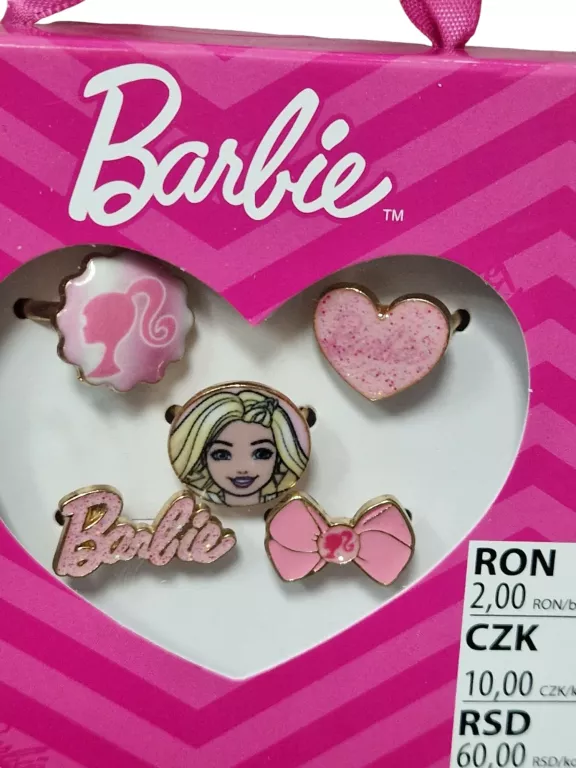 ZESTAW PIERŚCIONKÓW DLA DZIEWCZYNKI BARBIE 5 SZT.