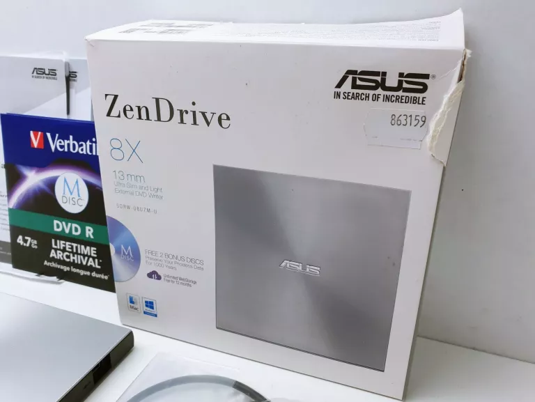NAPĘD ZEWNĘTRZNY NAGRYWARKA DVD USB ASUS ZENDRIVE 8X KOMPLET