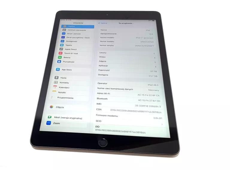 TABLET IPAD 7 A2198 BLOKADA MDM BRANDY W OLT Z PRZEZNACZENIEM NA CZĘŚCI