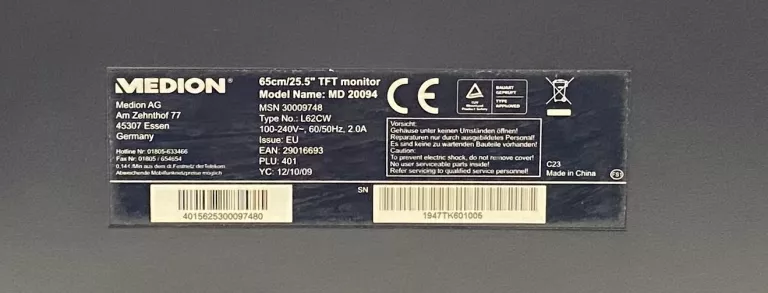 MONITOR MEDION MD 20094 25'' TFT