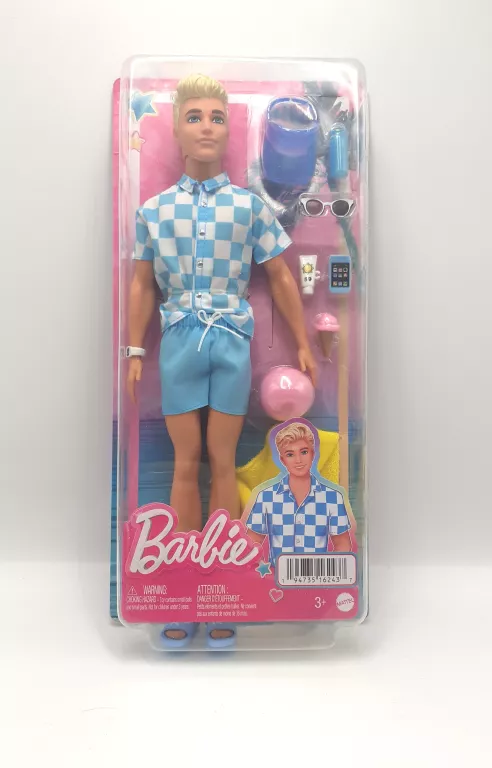 LALKA BARBIE KEN NA PLAŻY Z AKCESORIAMI