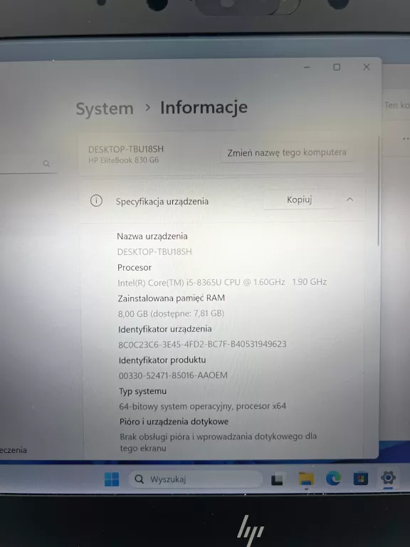 LAPTOP HP ELITEBOOK 840 G6 /I5/8GB/512SSD/WIN 11 + ZASILACZ