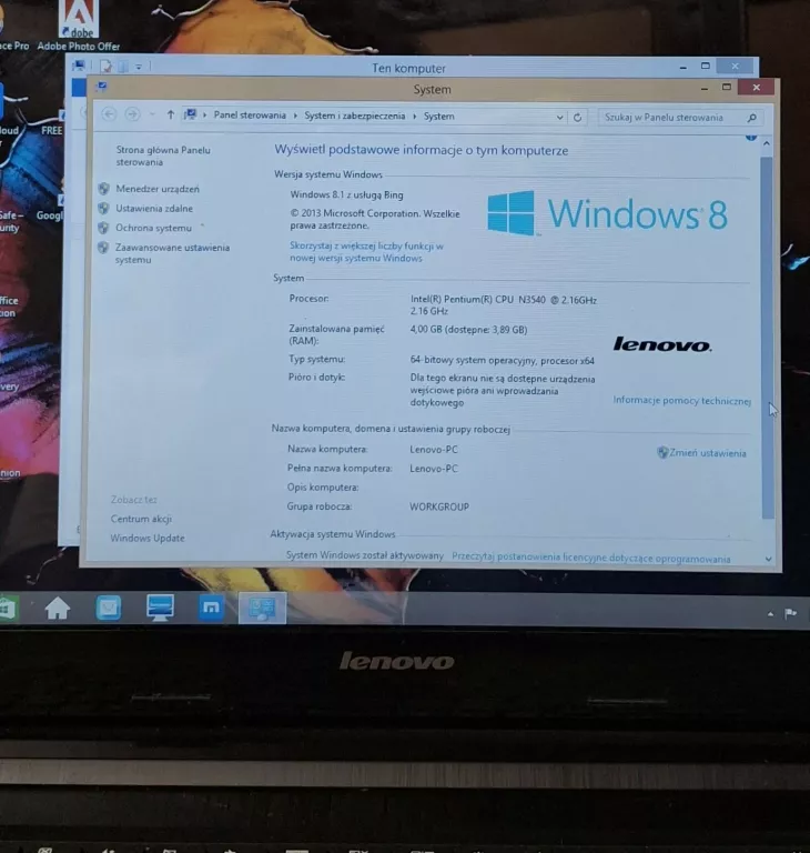LAPTOP LENOVO G50-30 15,60" 4 GB/500 GB+ ZASILACZ