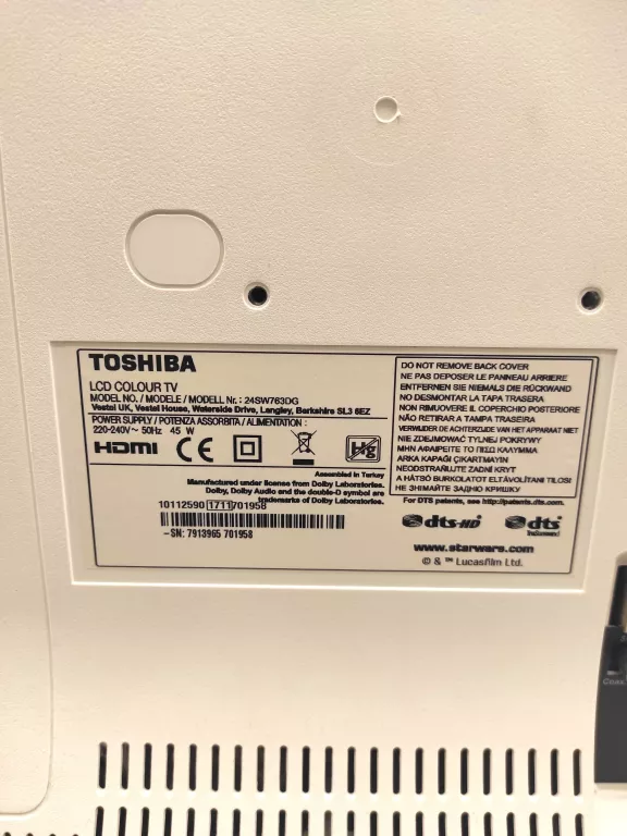 TV LED TOSHIBA 24SW763DG 24" STAR WARS