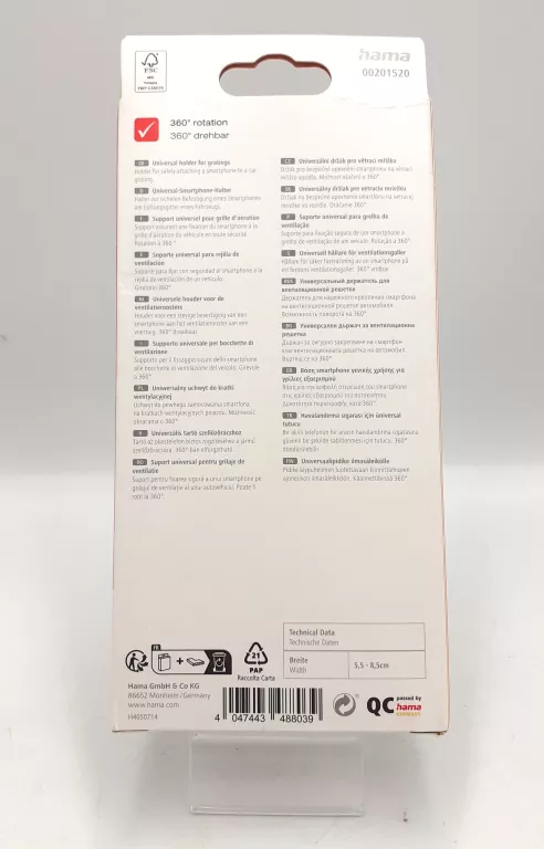 UNIWERSALNY UCHWYT SAMOCHODOWY NA TELEFON HAMA