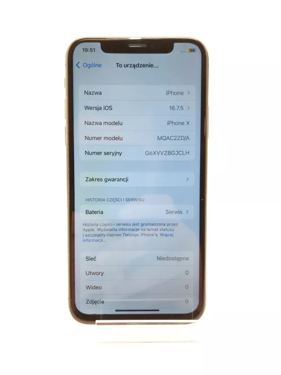 APPLE IPHONE X 3 GB / 64 GB 4G SZARY BAT 72%