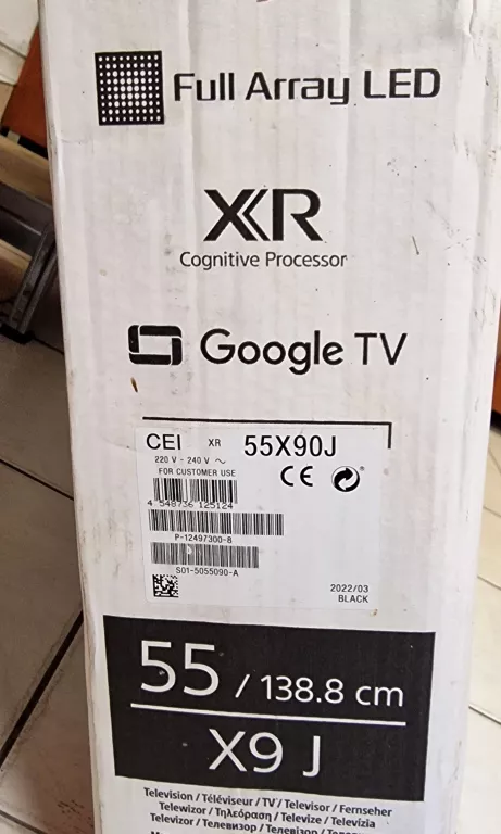 SMART TV LED SONY BRAVIA 55" GOOGLE TV 4K 120HZ GWAR. DO 01-2025R
