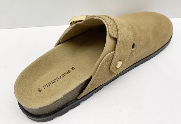 SKÓRZANE KLAPKI CHODAKI Z OZDOBNĄ SPRZĄCZKĄ STRADIVARIUS R.36