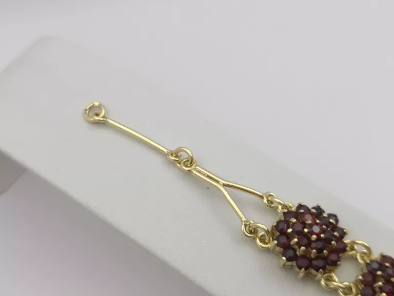 ZŁOTA BRANSOLETKA Z GRANATAMI - 585 14K 17CM 14,25G