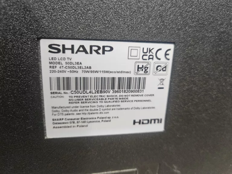 TELEWIZOR SHARP 50DL3EA 50 CALI