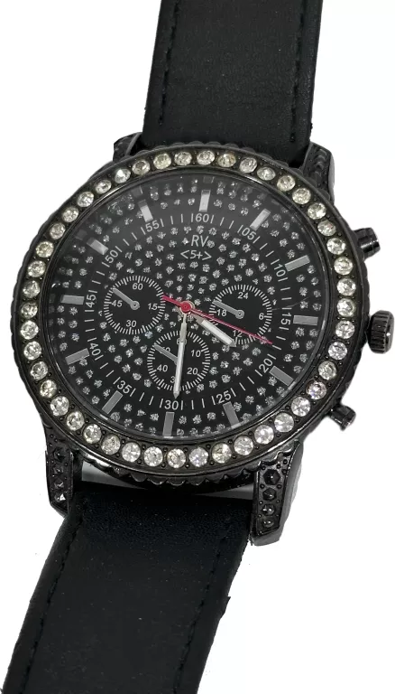 ELEGANCKI ZEGAREK DAMSKI CZARNY RIVER ISLAND Z CYRKONIAMI