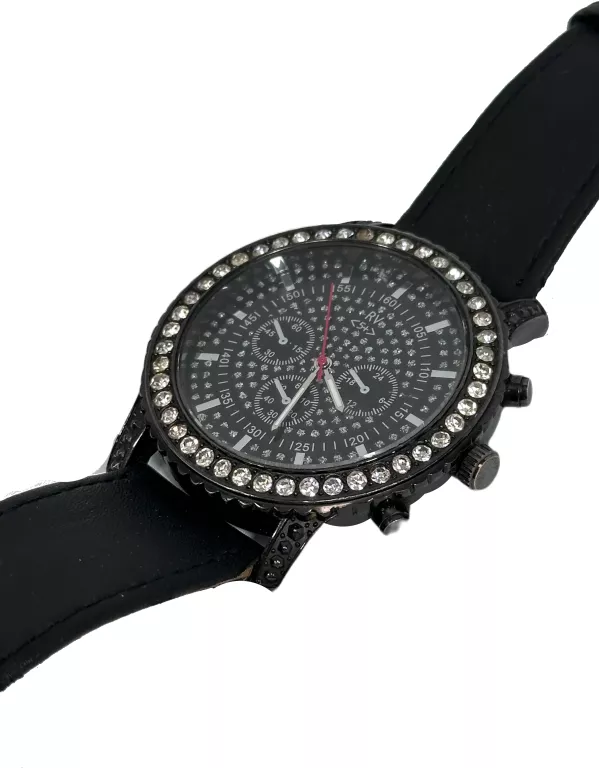 ELEGANCKI ZEGAREK DAMSKI CZARNY RIVER ISLAND Z CYRKONIAMI