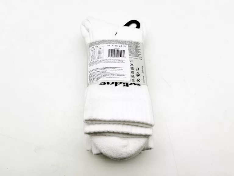 SKARPETKI ADIDAS DŁUGIE BIAŁE X3 CZARNY NAPIS 40-42