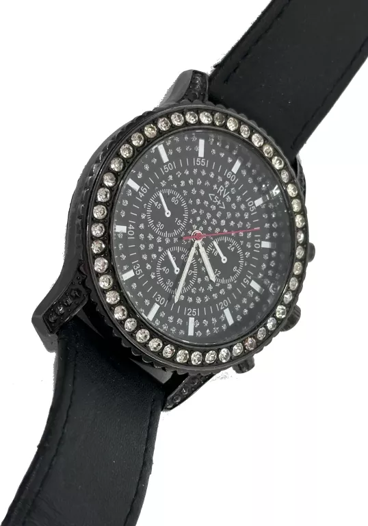ELEGANCKI ZEGAREK DAMSKI CZARNY RIVER ISLAND Z CYRKONIAMI