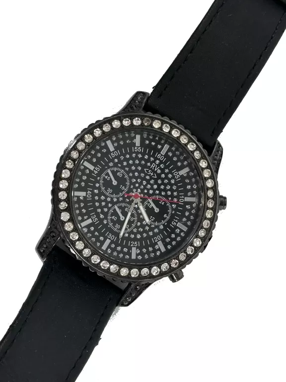 ELEGANCKI ZEGAREK DAMSKI CZARNY RIVER ISLAND Z CYRKONIAMI