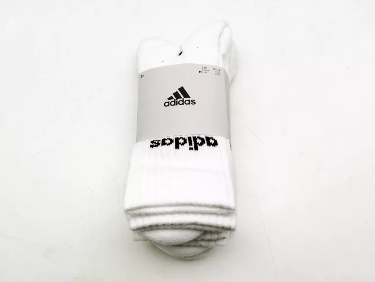 SKARPETKI ADIDAS DŁUGIE BIAŁE X3 CZARNY NAPIS 40-42